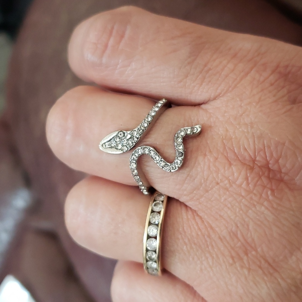 Rhinestone Snake Ring Adjustable